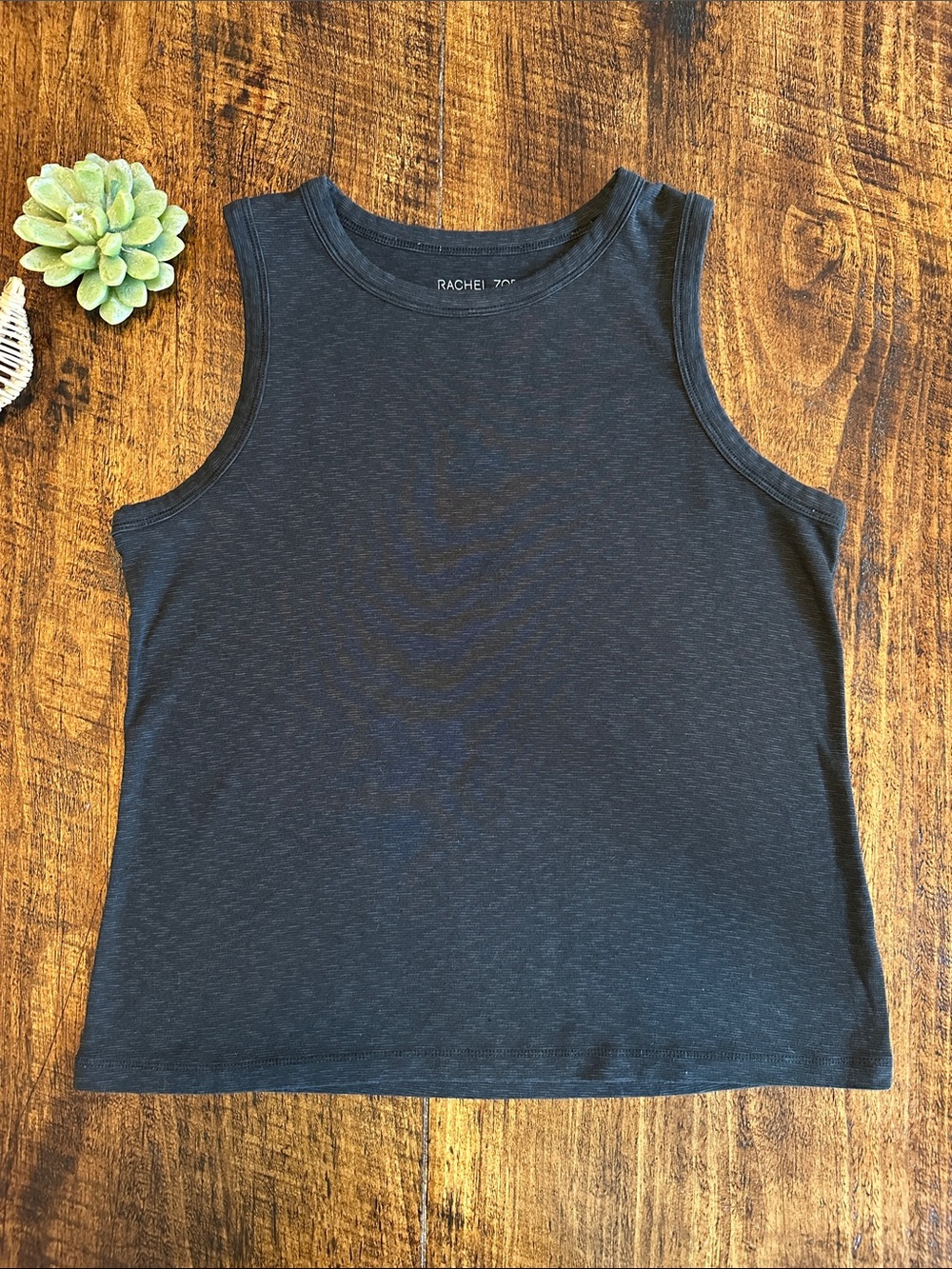 Rachel Zoe | Closet Staple Black Cotton Tank Top, Made in Peru, Size XL